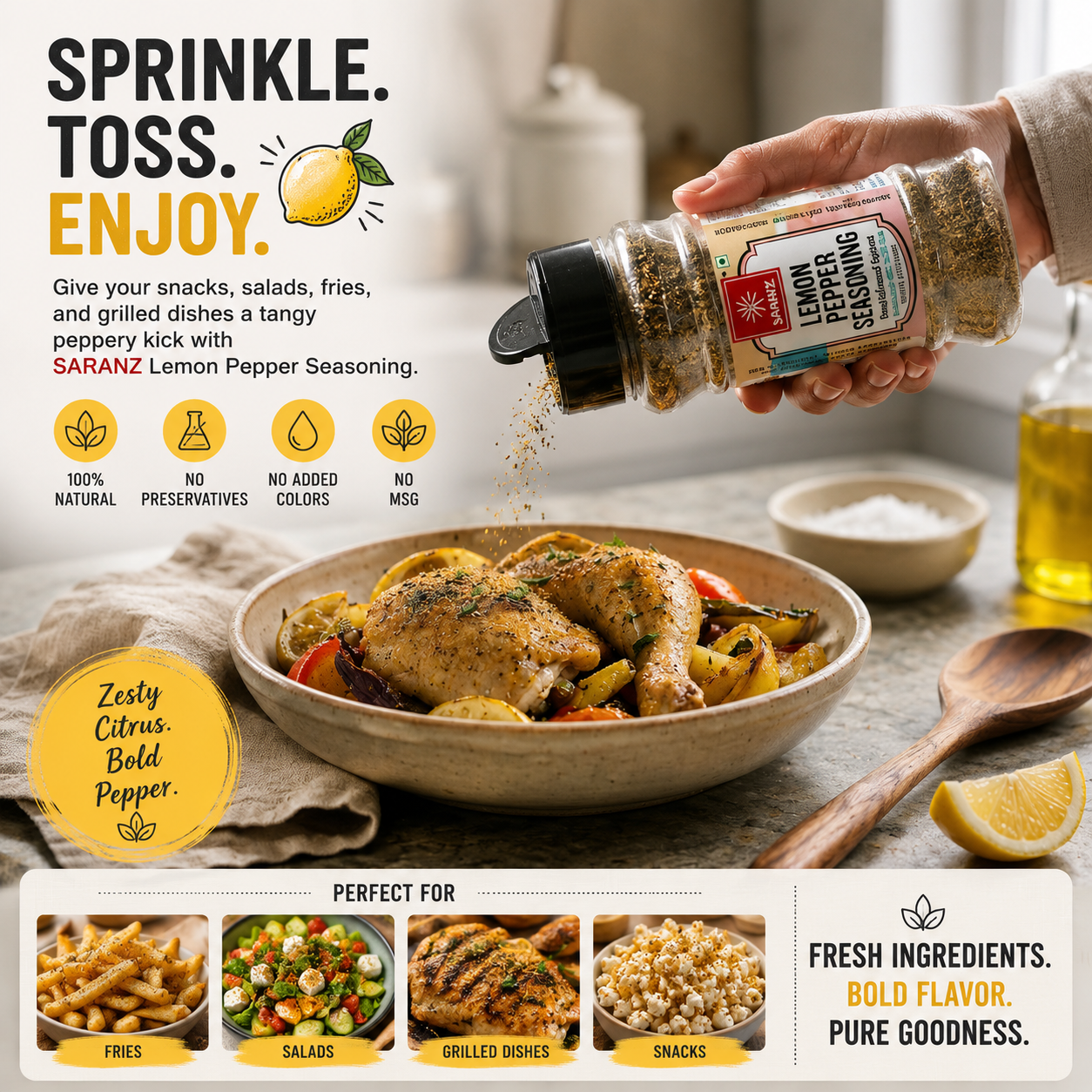 Lemon Pepper Seasoning Bottle-100G - Image 2