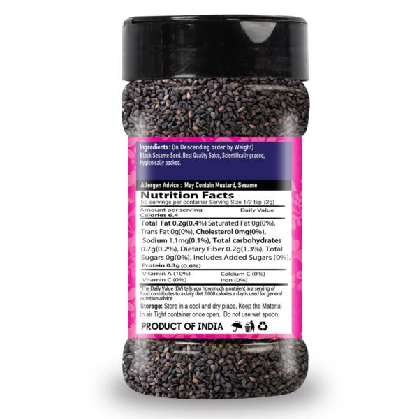 Black Sesame Seeds  Bottle-100G - Image 2
