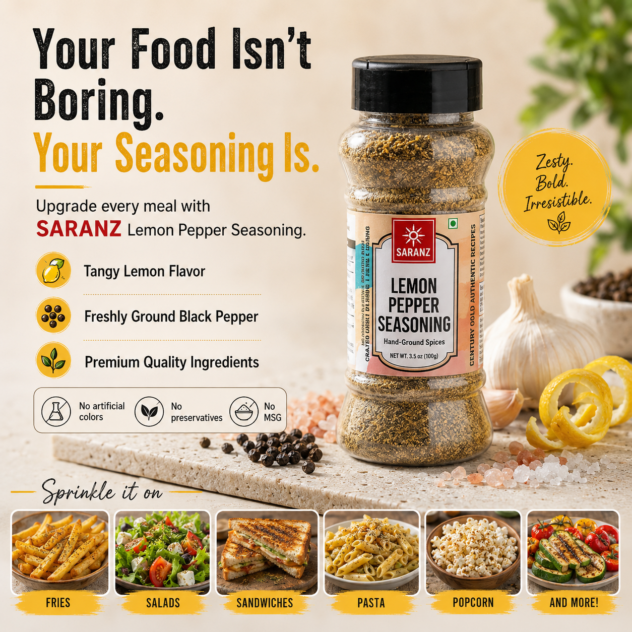 Lemon Pepper Seasoning Bottle-100G - Image 7